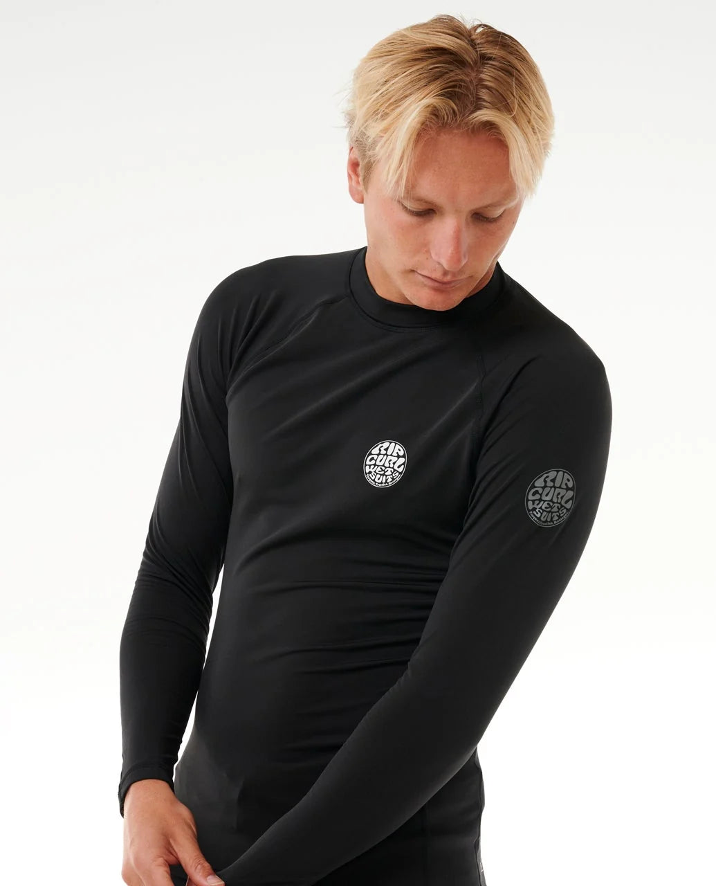 RIP CURL ICONS UPF BRUSHED LONG SLEEVE RASH VEST – BLACK