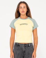 RUSTY MID TERM RAGLAN SHORT SLEEVE SKIMMER TEE