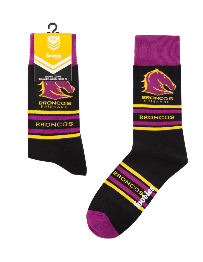 NRL BRISBANE BRONCOS STRIPE ORGANIC COTTON SOCK
