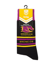 NRL BRISBANE BRONCOS STRIPE ORGANIC COTTON SOCK