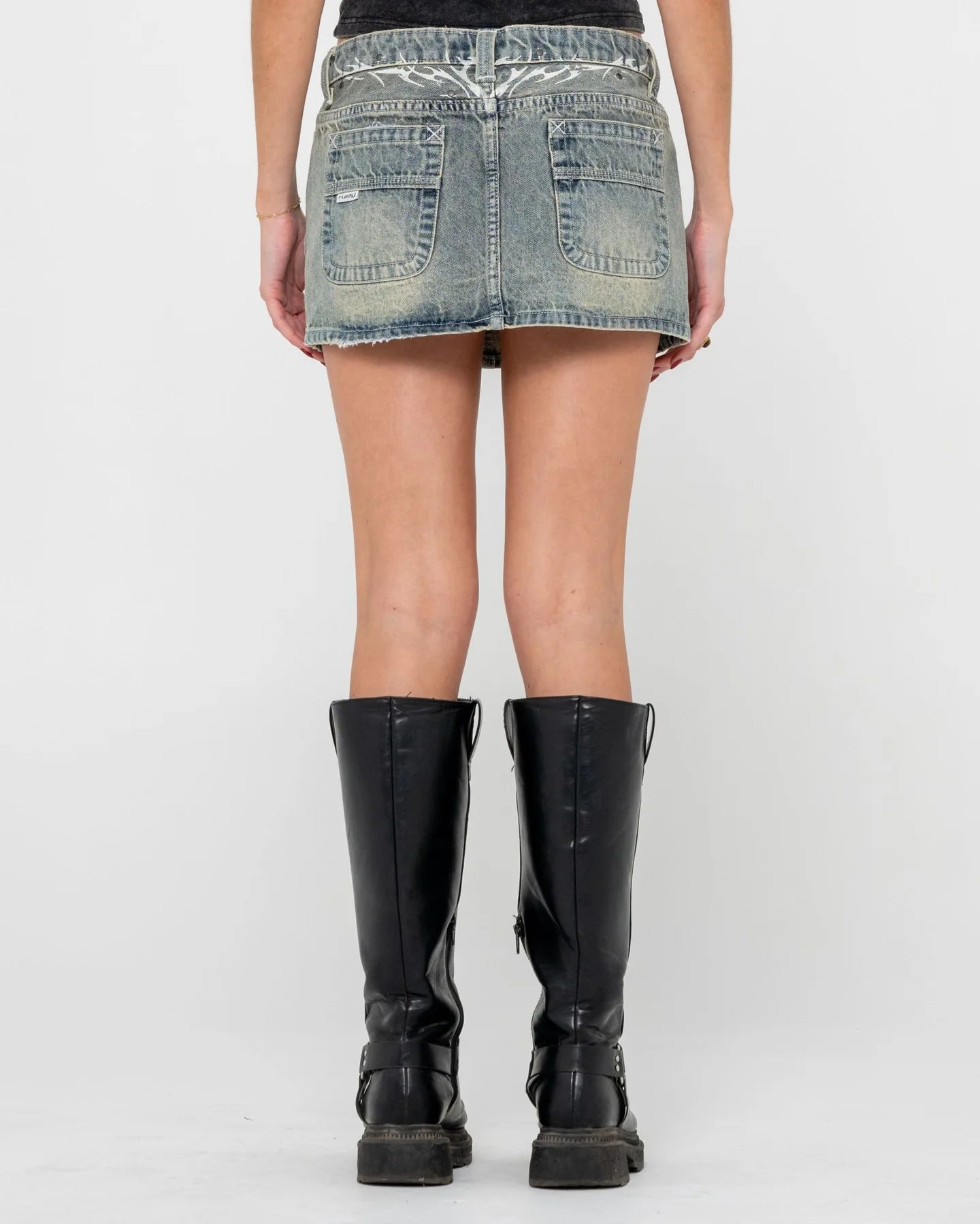 RUSTY MORTY LOW RISE DENIM MICRO MINI SKIRT