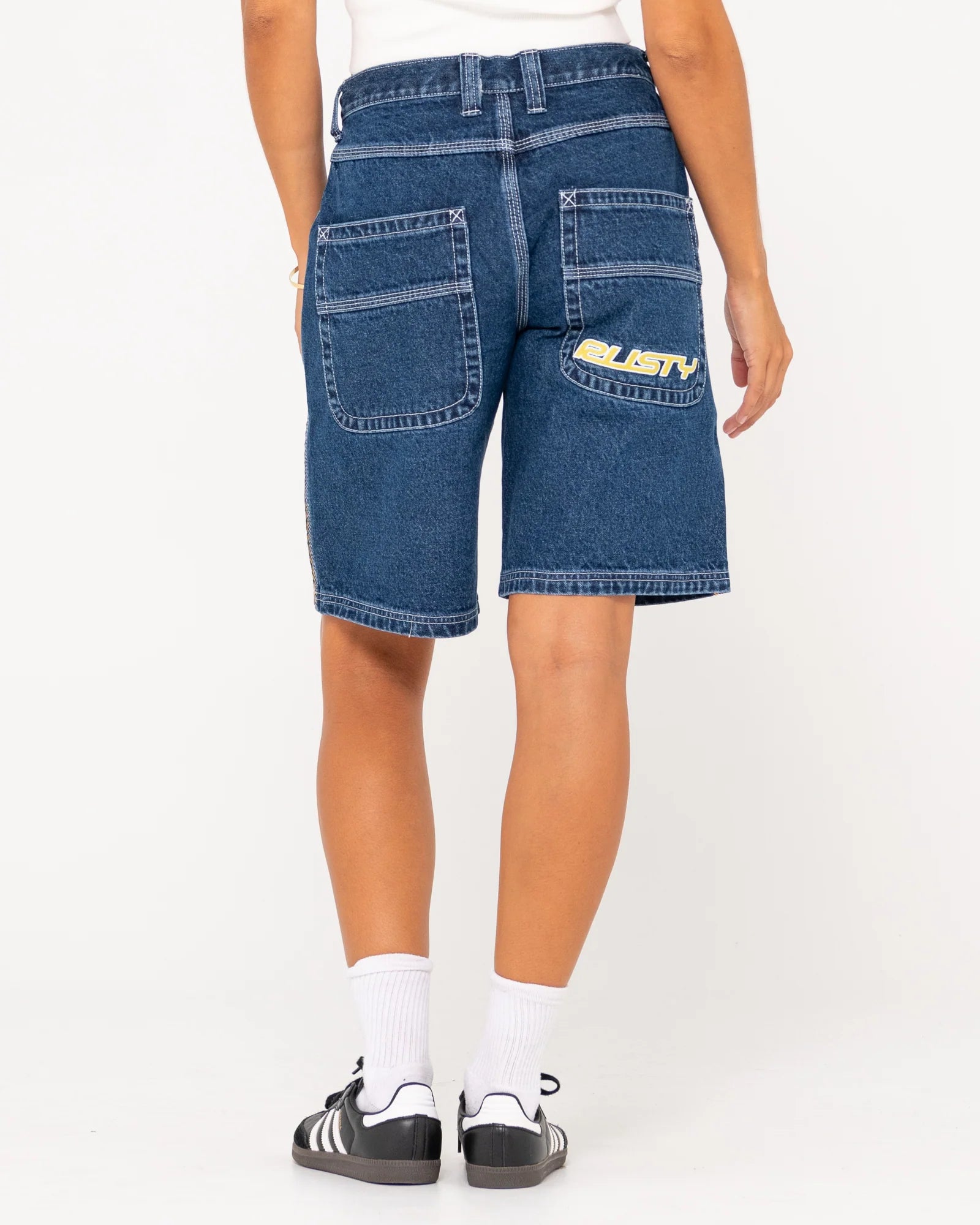 RUSTY FLIP MOMMY LOW RISE WIDE LEG DENIM SHORT