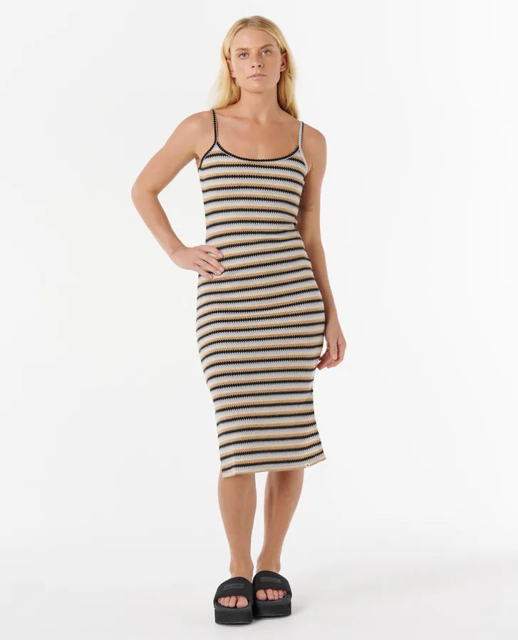 RIPCURL BOBBI STRIPE MIDI DRESS