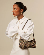 ROSABELLE SHOULDER BAG-LEOPARD SATIN