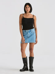 LEE MID MINI MOTO SKIRT - BLUE MONDAY