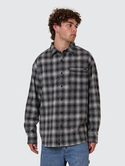 THRILLS BARRIO LONG SLEEVE FLANNEL SHIRT - BLACK