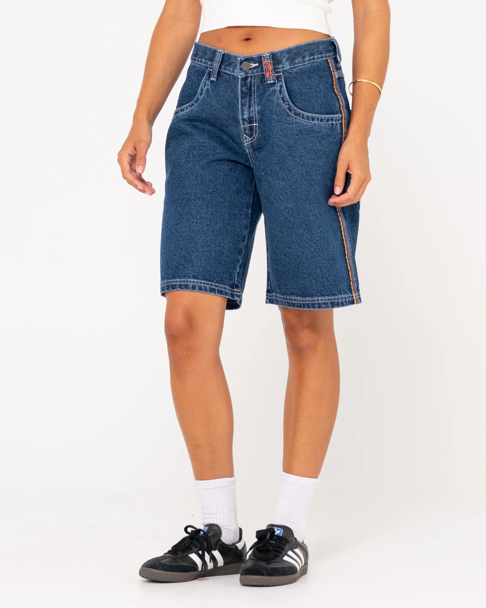 RUSTY FLIP MOMMY LOW RISE WIDE LEG DENIM SHORT