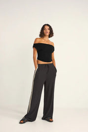 RHYTHM JUNO OFF THE SHOULDER TOP BLACK