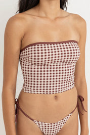 RHYTHM PARKER GINGHAM BANDEAU TOP MAHOGANY