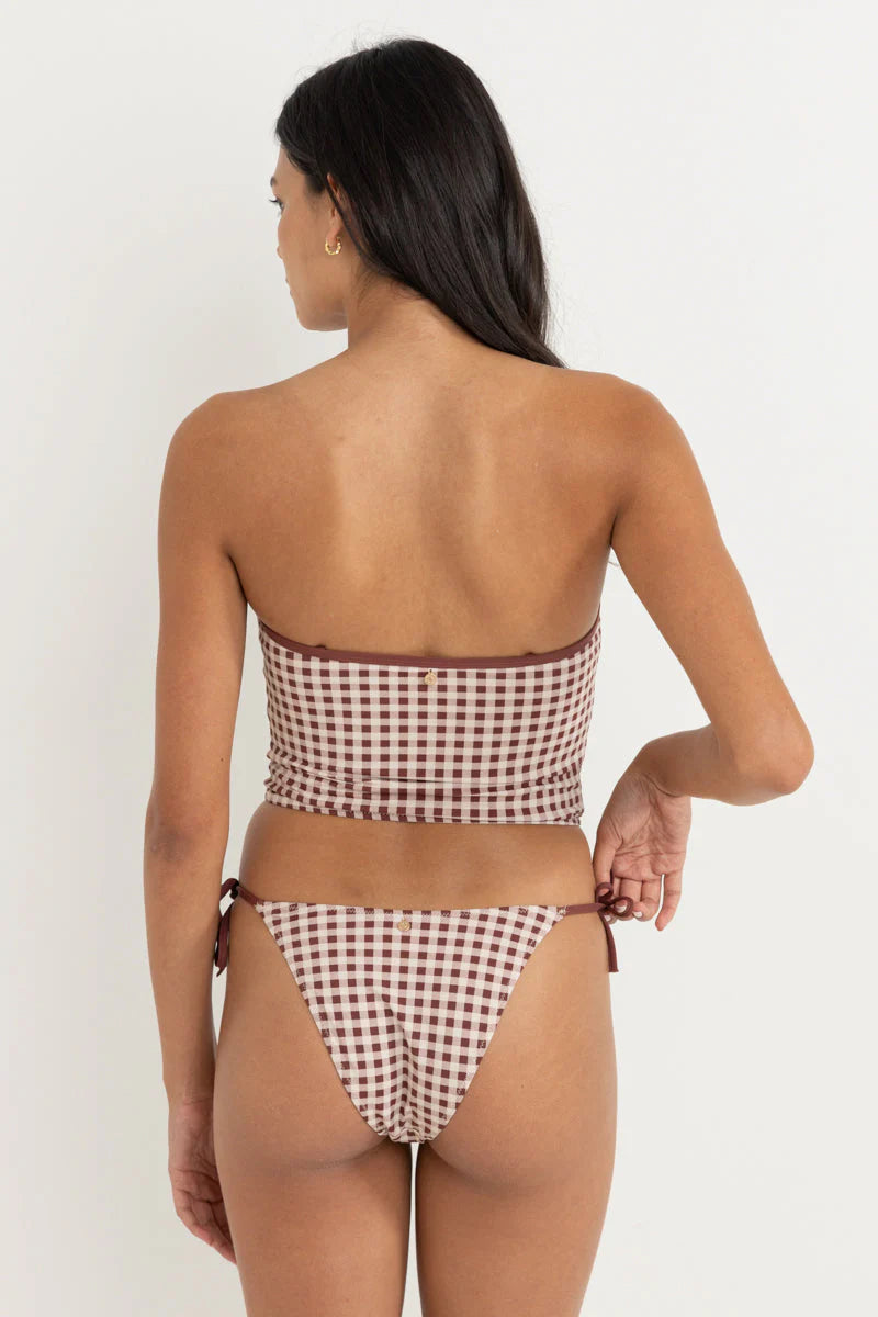 RHYTHM PARKER GINGHAM BANDEAU TOP MAHOGANY