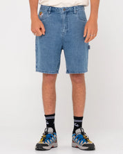 RUSTY DUNGAREE DENIM WALKSHORT MIDDY BLUE