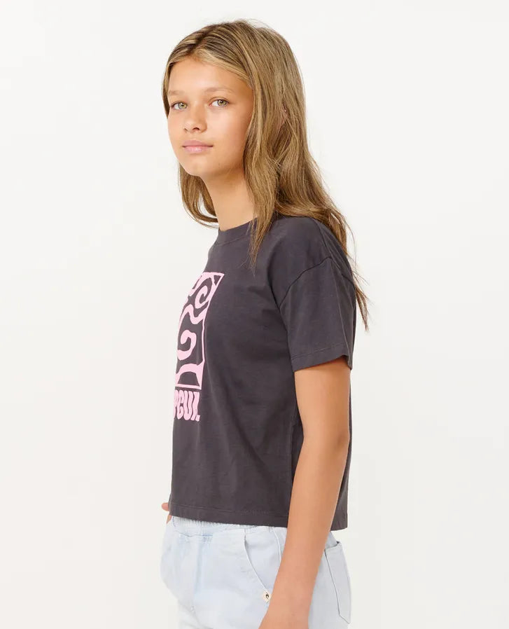 RIPCURL SUN SOL LOGO CROP TEE GIRLS