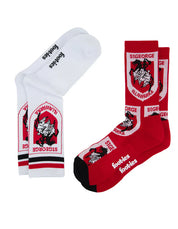 NRL ST GEORGE ILLAWARRA DRAGONS RETRO SNEAKER SOCK 2 PACK
