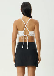 AFENDS ANNALISE STRAPPY TOP – ORGANIC COTTON V-NECK CROP WITH CROSSOVER BACK
