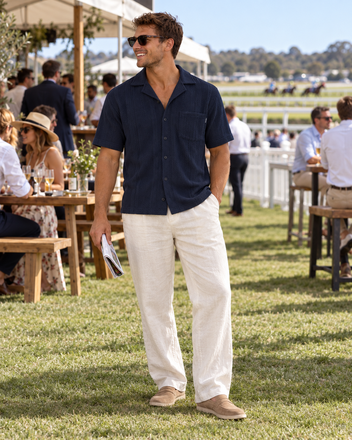 INDUSTRIE MALAGA SHORT SLEEVE SHIRT - NEW NAVY