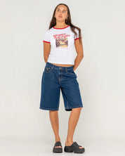 RUSTY BONNES VACANCES RINGER BABY TEE