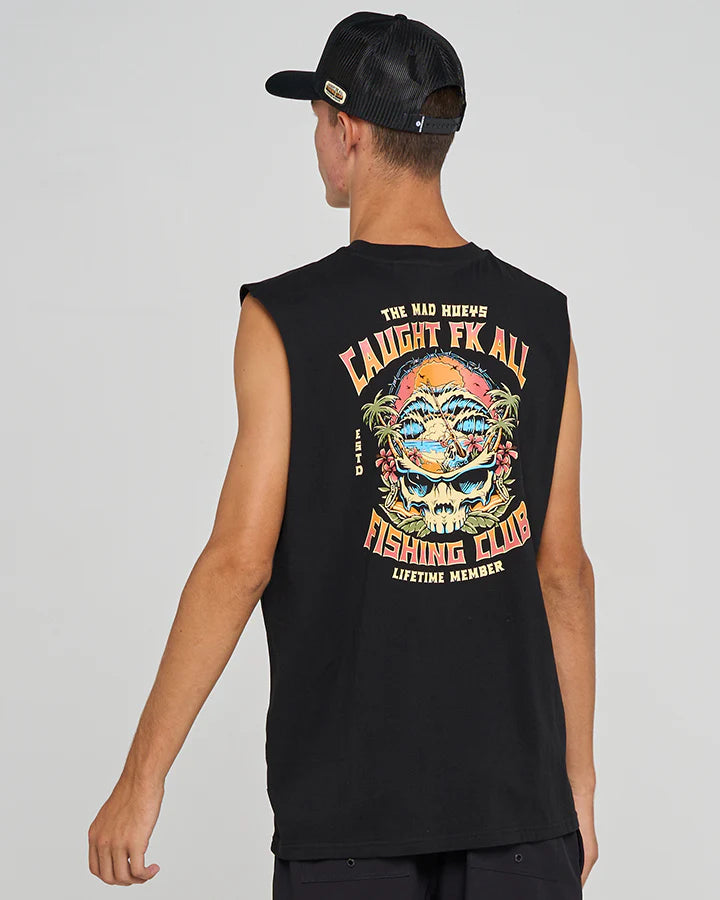 MAD HUEYS CAUGHT FK ALL SKULL | MUSCLE - BLACK