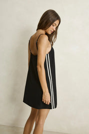 RHYTHM LINEN LACE SLIP MINI DRESS - BLACK