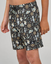 MAD HUEYS CROC CAPTAIN | YOUTH 16" SWIM VOLLEY SHORT - VINTAGE BLACK