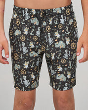 MAD HUEYS CROC CAPTAIN | YOUTH 16" SWIM VOLLEY SHORT - VINTAGE BLACK