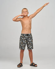 MAD HUEYS CROC CAPTAIN | YOUTH 16" SWIM VOLLEY SHORT - VINTAGE BLACK