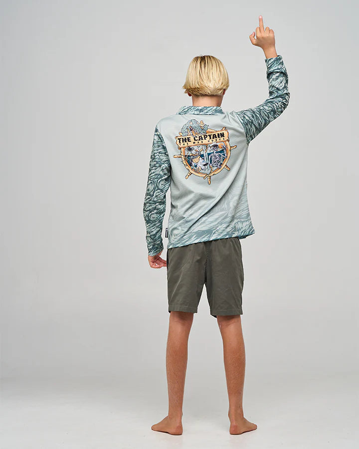 MAD HUYEYS CROC CAPTAIN | YOUTH UPF 50+ FISHING JERSEY - FADED DUST