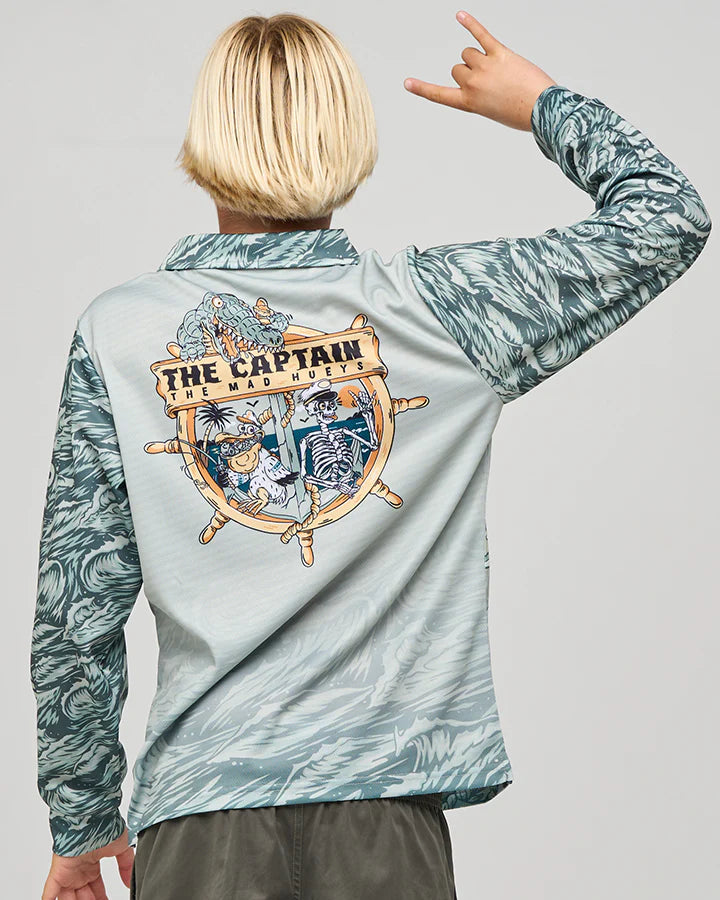 MAD HUYEYS CROC CAPTAIN | YOUTH UPF 50+ FISHING JERSEY - FADED DUST