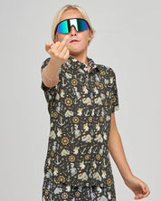 MAD HUEYS CROC CAPTAIN | YOUTH SS WOVEN SHIRT - VINTAGE BLACK