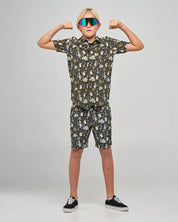 MAD HUEYS CROC CAPTAIN | YOUTH SS WOVEN SHIRT - VINTAGE BLACK