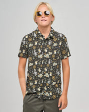MAD HUEYS CROC CAPTAIN | YOUTH SS WOVEN SHIRT - VINTAGE BLACK