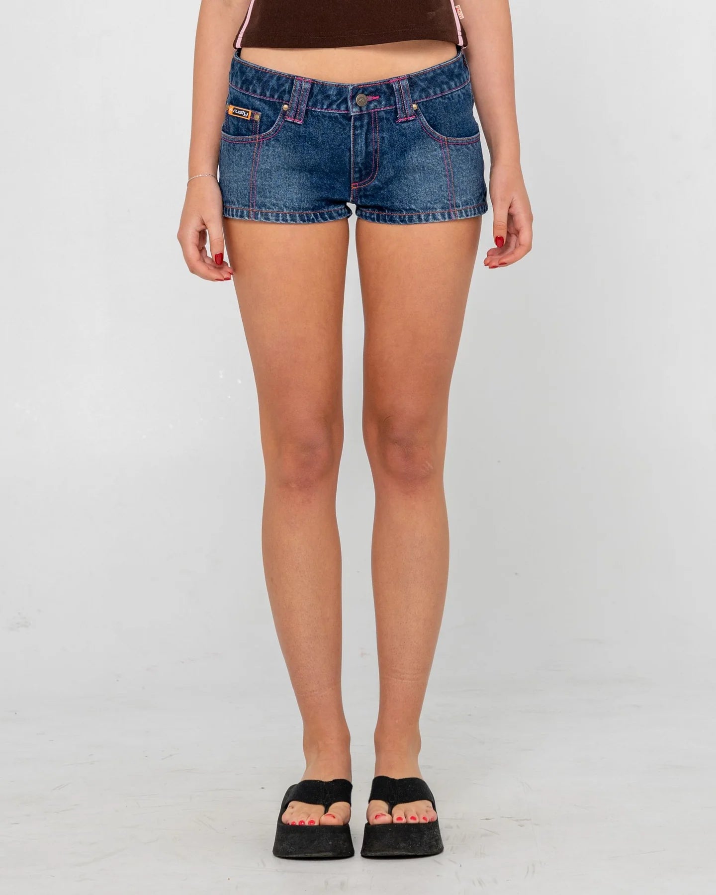 RUSTY COLOUR ME LUCKY NUMBER MICRO MINI SHORT