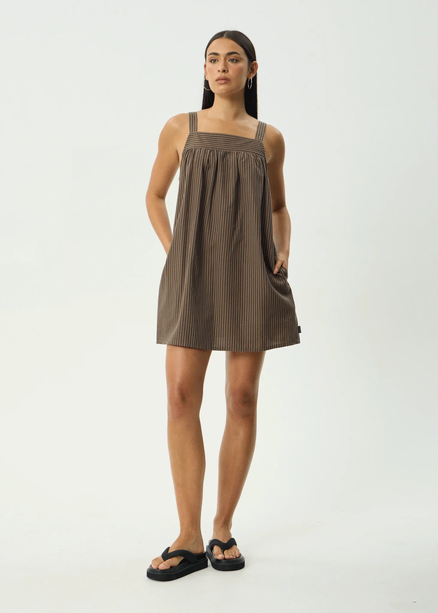 AFENDS CYRUS MINI DRESS – RECYCLED BABYDOLL DRESS WITH ADJUSTABLE TIES