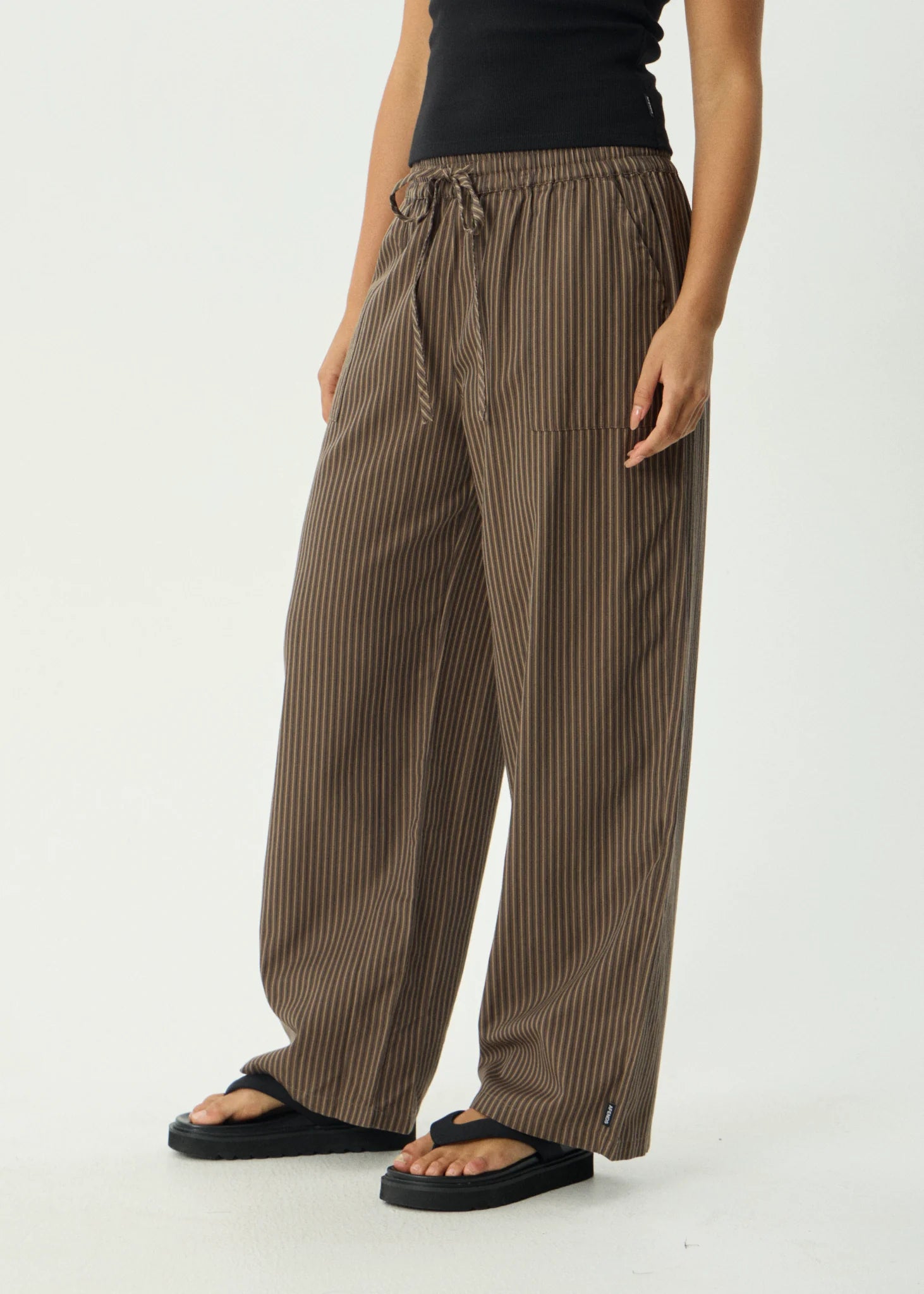 AFENDS CYRUS WIDE LEG PANT – RECYCLED LIGHTWEIGHT DRAWSTRING PANTS