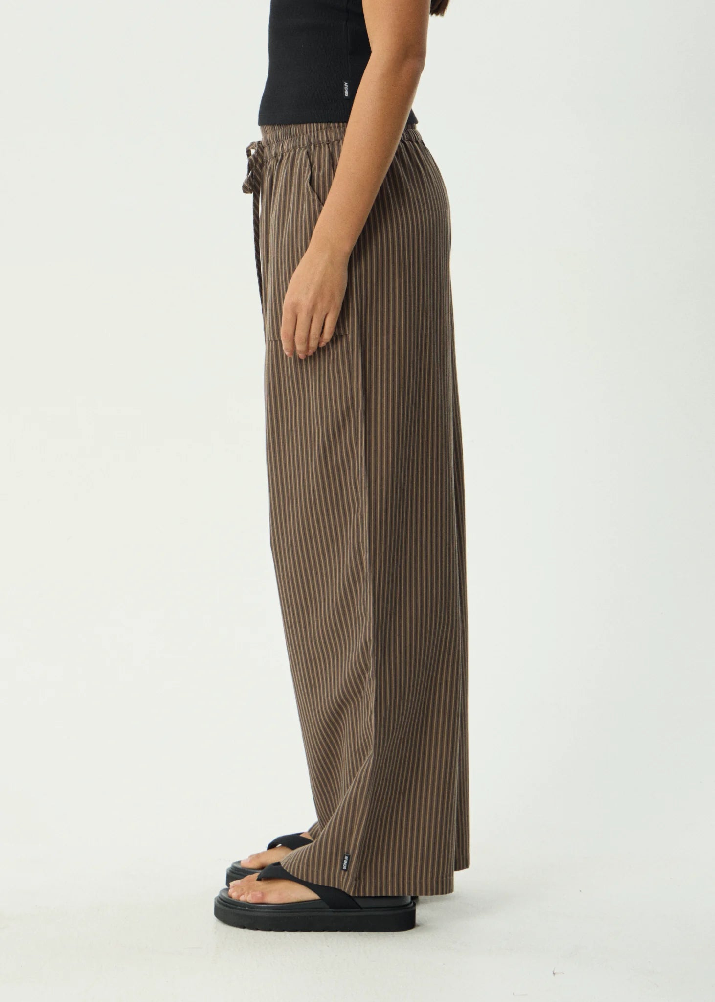 AFENDS CYRUS WIDE LEG PANT – RECYCLED LIGHTWEIGHT DRAWSTRING PANTS