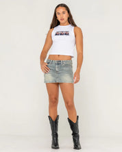 RUSTY DIRTY MAVERICKS DENIM MINI SKIRT