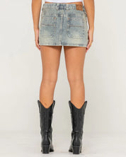 RUSTY DIRTY MAVERICKS DENIM MINI SKIRT