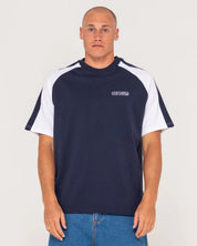 RUSTY DODGER RAGLAN TEE - NAVY BLUE