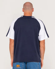RUSTY DODGER RAGLAN TEE - NAVY BLUE