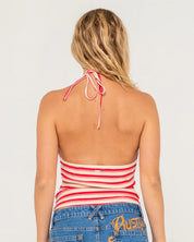 RUSTY EMMA CUT OUT HALTER TOP - RED