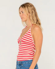 RUSTY EMMA CUT OUT HALTER TOP - RED