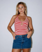 RUSTY EMMA CUT OUT HALTER TOP - RED