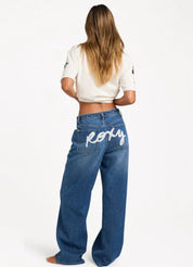 ROXY BACKSLIDER WOMENS DENIM PANTS BLUE SURF BEACH SHORTS