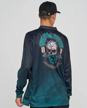 MAD HUEYS FROTHIN HOOKED FOR LIFE | UPF 50+ FISHING JERSEY - BLACK