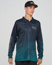 MAD HUEYS FROTHIN HOOKED FOR LIFE | UPF 50+ FISHING JERSEY - BLACK