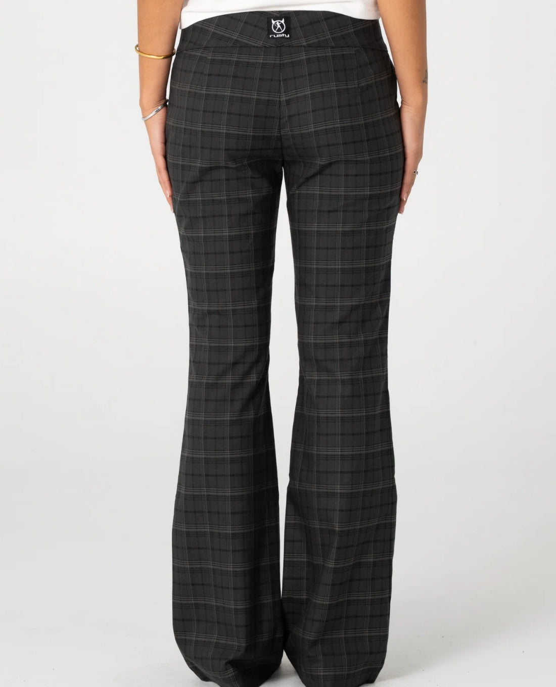RUSTY PLAID MUMMY LOW RISE SUIT PANT