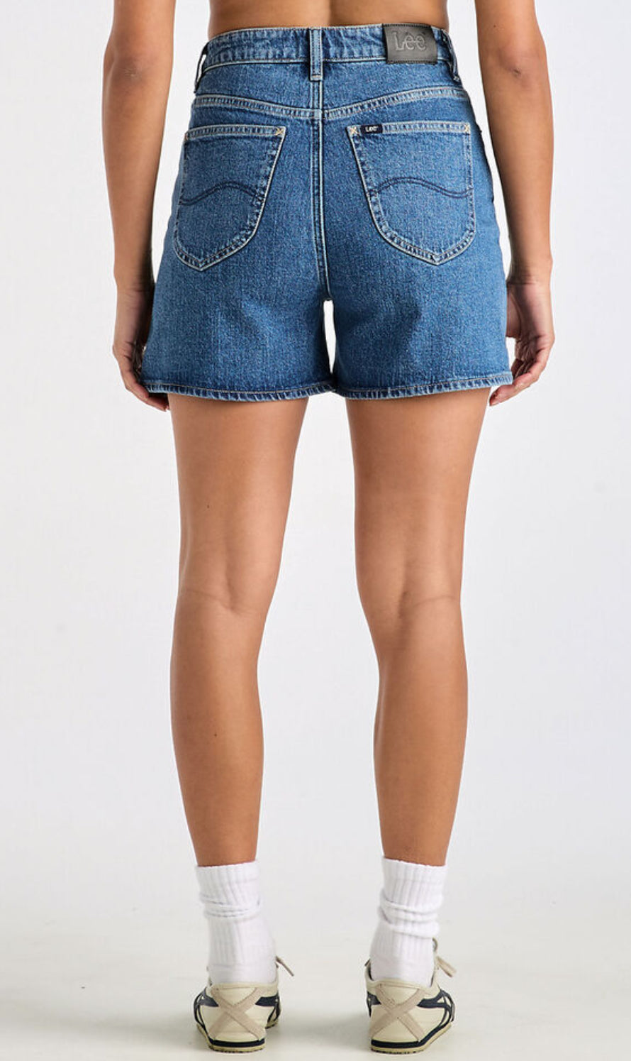 LEE HIGH MOMS SHORT BLUE STONE