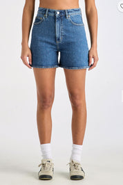 LEE HIGH MOMS SHORT BLUE STONE