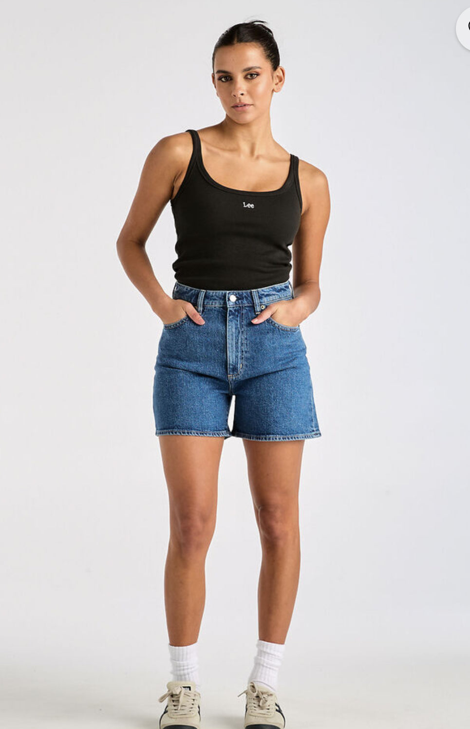 LEE HIGH MOMS SHORT BLUE STONE