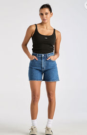 LEE HIGH MOMS SHORT BLUE STONE