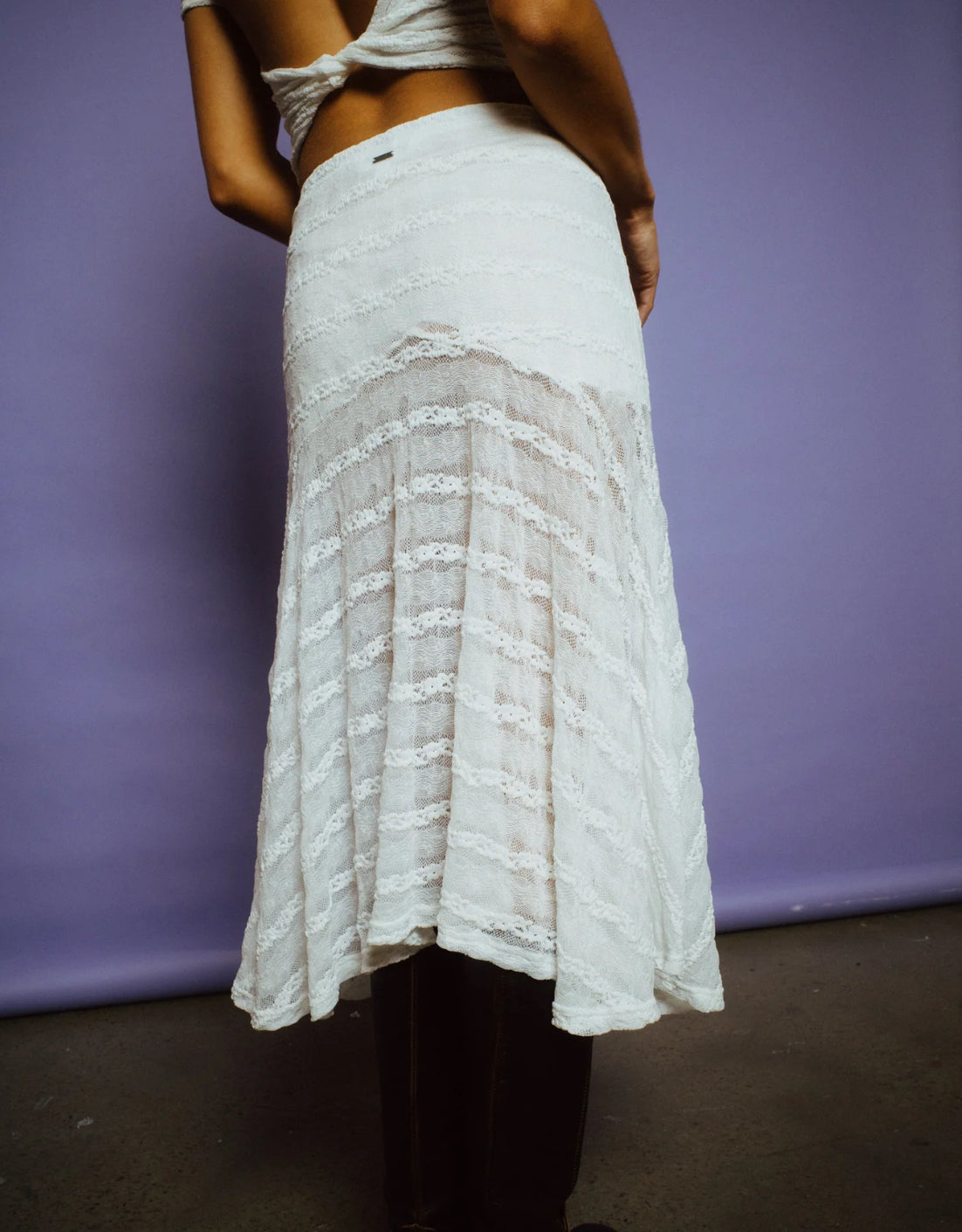 ATHENS LOW RISE LACE MAXI SKIRT